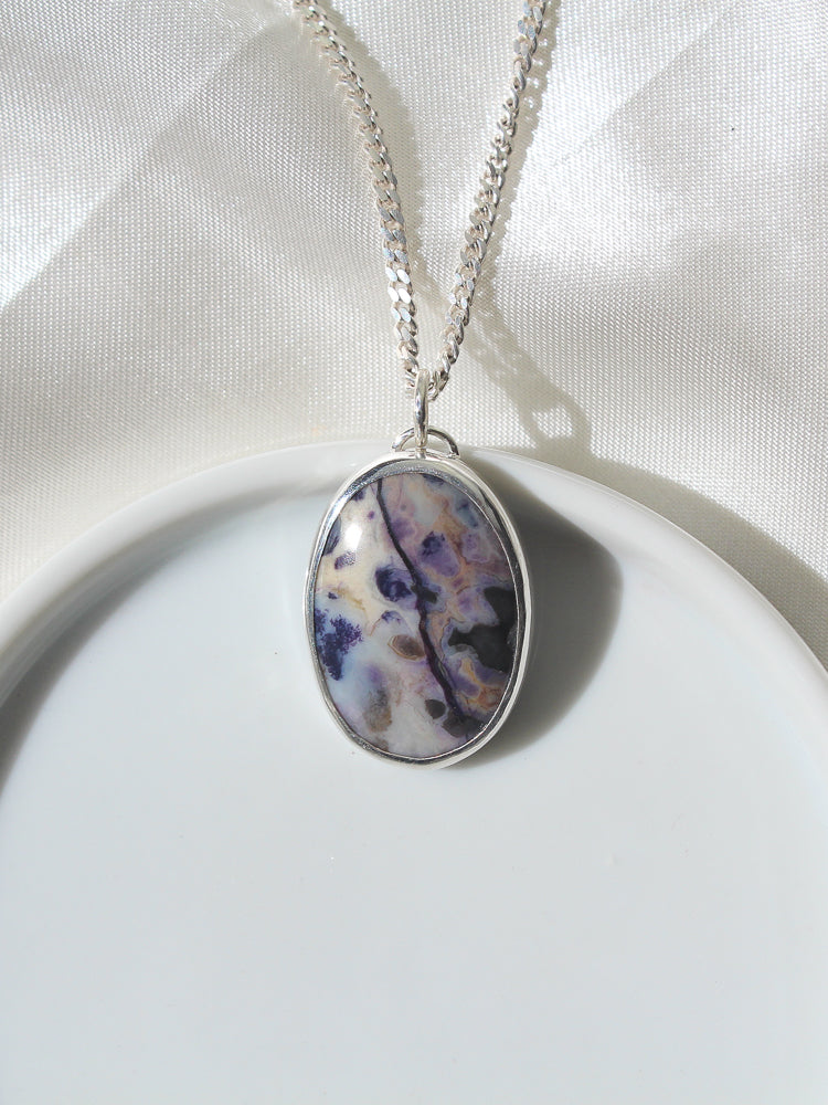 handmade sterling silver natural tiffany stone pendant necklace