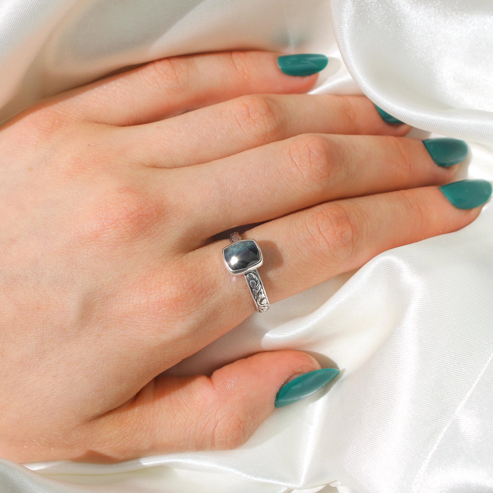 Blue Bi-Color Tourmaline Ring - Size 8.5